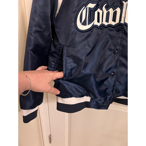 NFL Team Apparel Vintage Small Dallas Cowboys Button Front bomber varsity jacket - Picture 5 of 9